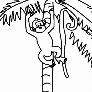 a monkey climbing on a palm tree